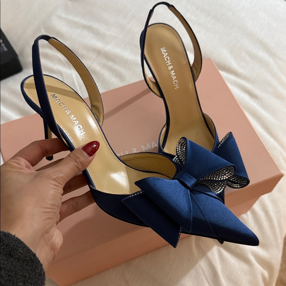 MACH & MACH Navy Bow Heels